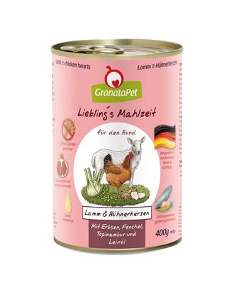 GranataPet Lamb & Chicken Hearts - bezzbożowa mokra karma dla psa - jagnięcina i serca z kurczaka