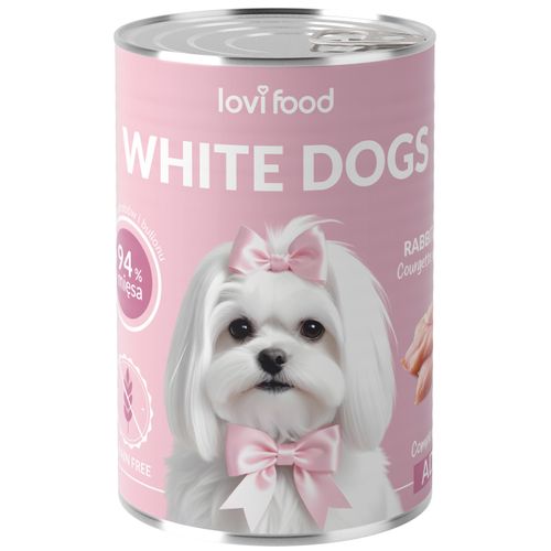 Lovi Food White Dogs Rabbit & Turkey 400g - mokra karma dla białych psów, królik z indykiem, cukinią i rumiankiem