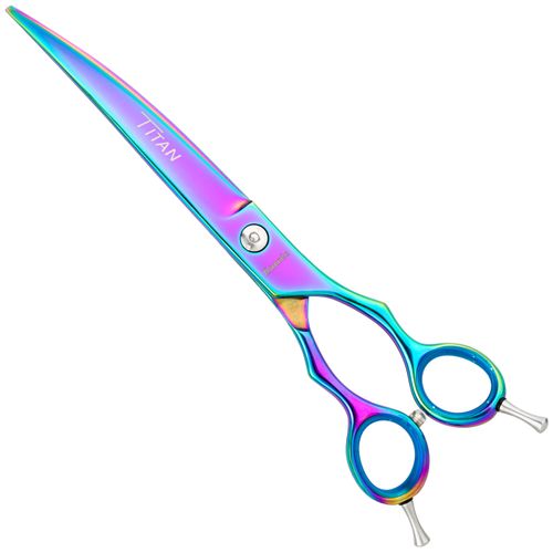 Geib Entree Blue Titan Curved Scissors - wysokiej jakości nożyczki gięte z jednostronnym mikroszlifem i tytanową powłoką