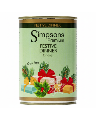 Simpsons Premium Festive Dinner - mokra karma dla psa, świąteczne danie z indykiem, kaczką i gęsią - 400g