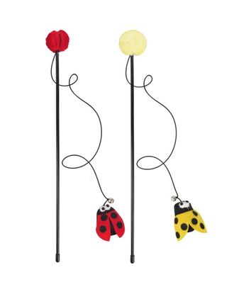 Flamingo Cat Dangler Happy Bug - wędka dla kota z biedronką, pomponem i dzwoneczkiem 