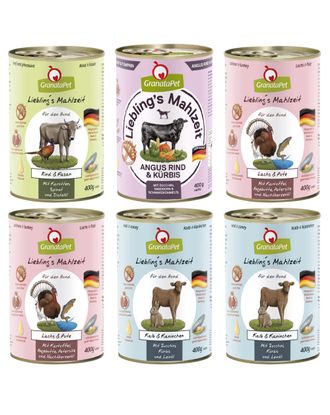 Zestaw karm GranataPet 6x 400g - bezzbożowa mokra karma dla psa, mix 4 smaków