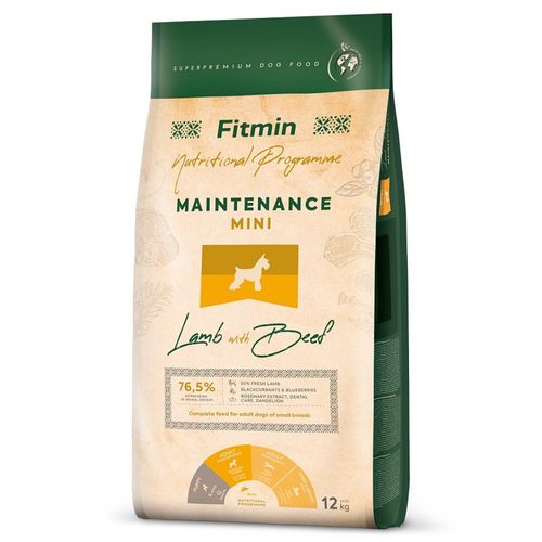 Fitmin Maintenance Mini Lamb & Beef 12kg - pełnowartościowa karma dla dorosłych psów małych ras, jagnięcina z wołowiną