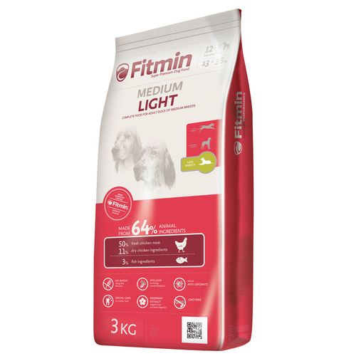 Fitmin Medium Light 3kg - pełnowartościowa karma dla psów średnich ras z tendencją do nadwagi, z kurczakiem