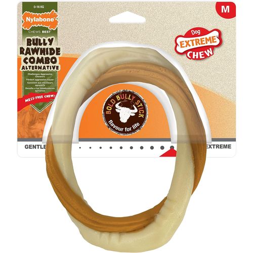 Nylabone Bully Stick Ring M - wytrzymały gryzak dla psa, o smaku penisa wołowego