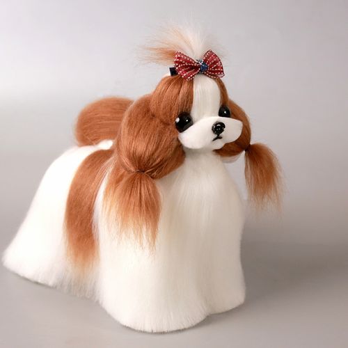 Mr. Jiang Shih Tzu Full Body Hair Brown & White - wymienna sierść do manekina groomerskiego Small Model Dog, brązowo-biała