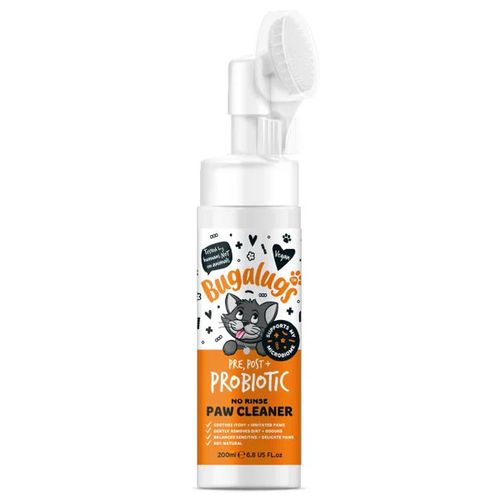 Bugalugs Pre, Post + Probiotic No Rinse Paw Cleaner for Cats 200ml - probiotyczna pianka do czyszczenia łap kota, łagodząca podrażnienia