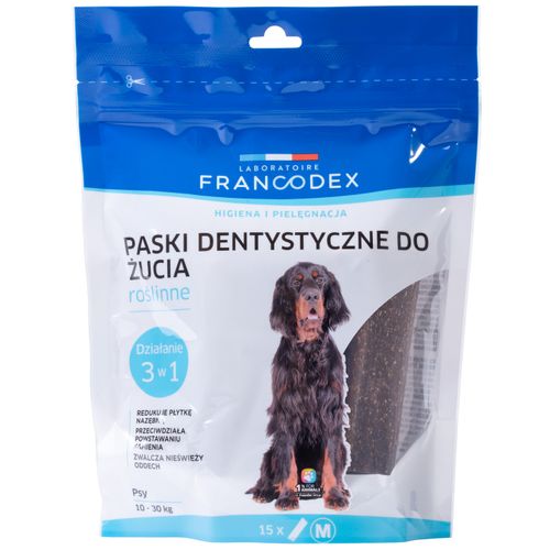 Francodex Dental Chews 15szt. - przysmaki dentystyczne dla psów średniej wielkości, usuwające kamień i brzydki zapach z pyska