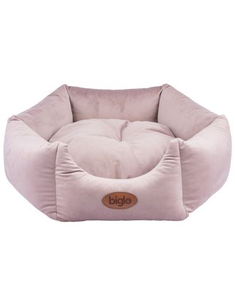 Biglo Velur Love Pink - eleganckie welurowe legowisko dla psa i kota, heksagon brudny róż