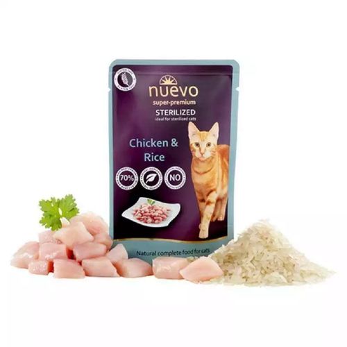 Nuevo Sterilized Cats Chicken & Rice 85g - karma dla kotów sterylizowanych, kurczak i ryż, saszetka