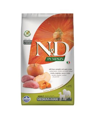 Farmina N&D Pumpkin, Boar & Apple Adult Medium & Maxi - pełnowartościowa, bezzbożowa sucha karma dla dorosłych psów, z dynią, dzikiem i jabłkiem