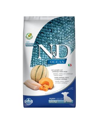 Farmina N&D Ocean Cod Pumpkin & Cantaloupe Puppy Mini - karma dla szczeniąt małych ras, suk ciężarnych i karmiących z dorszem, dynią i melonem