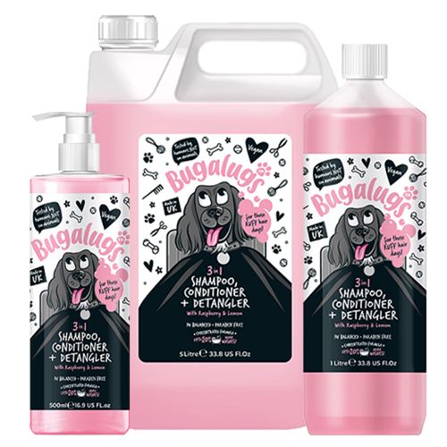 Bugalugs 3in1 Shampoo Conditioner & Detangler - szampon, odżywka i rozkołtuniacz dla psa, o zapachu gumy balonowej