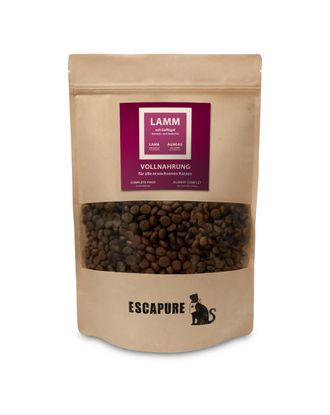 Escapure Trockenfutter Lamm mit Geflügel - pełnoporcjowa sucha karma dla dorosłych kotów, jagnięcina z drobiem - 600g