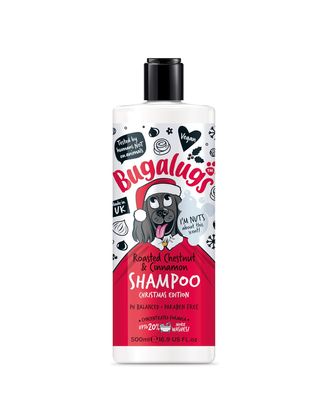 Bugalugs Roasted Chestnut & Cinnamon Shampoo Christmas Edition 500ml - uniwersalny szampon dla psa, o zapachu kasztanów z cynamonem, koncentrat 1:10