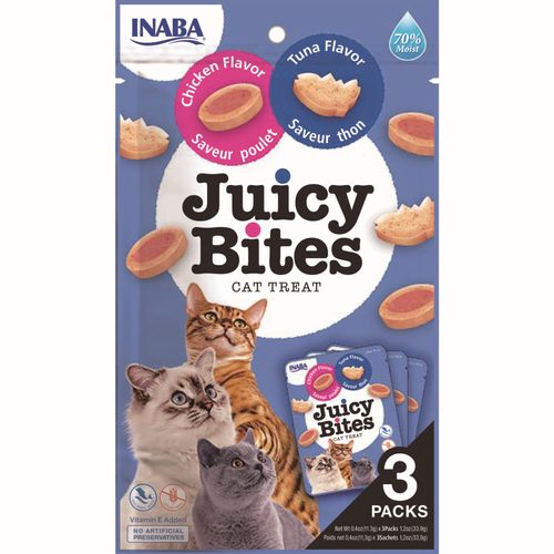 Inaba Juicy Bites Treat 3x11,3g - miękkie przysmaki dla kota, kurczak i tuńczyk