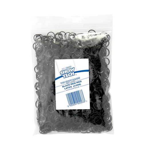 Gumki lateksowe Show Tech czarne 1000szt., średnica 0,8cm
