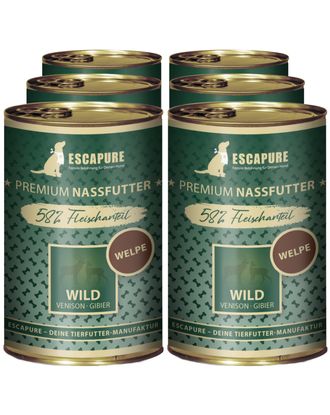 Escapure Puppy Wild - mokra karma dla szczeniąt, dziczyzna i królik z warzywami, owocami - 6x 400g