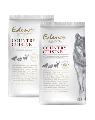 Eden Country Cuisine rozmiar M/L - karma dla psów średnich i dużych ras, z kaczką, jagnięciną, królikiem, dziczyzną - 2x 12kg