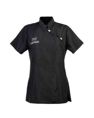 Special One Lara Black - damska bluza groomerska z kolorowym haftem, czarna