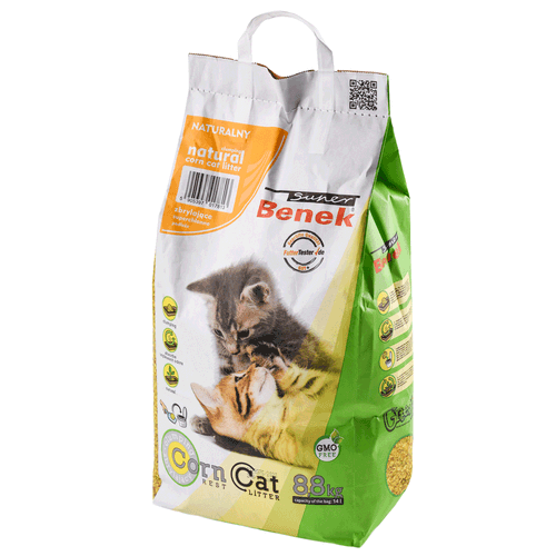 Super Benek Natural Corn - ekologiczny, biodegradowalny, wegański żwirek kukurydziany dla kotów, królików, ptaków i gryzoni