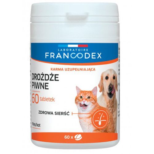 Francodex Drożdze piwne 60tbl - preparat wspomagający na skórę i sierść dla psa i kota