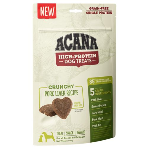 Acana Crunchy Pork Liver 100g - ciasteczka dla psa w kształcie serduszek, z wieprzowiną