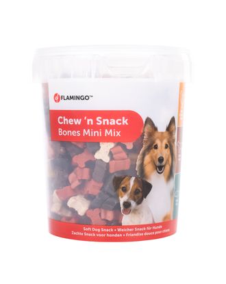 Flamingo Chew`n Snakcs Mini Bones Mix 500g - smaczki treningowe dla psa, w różnych smakach
