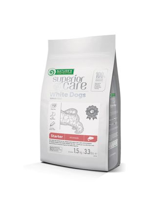 Nature’s Protection Superior Care White Dogs Salmon All Breeds Starter - karma starter dla szczeniąt białych ras, z łososiem - Waga: 1,5kg