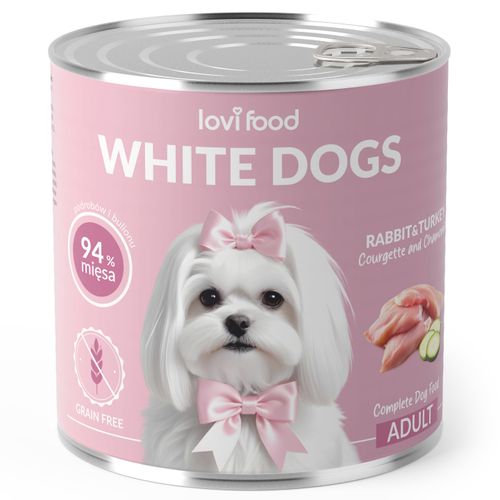 Lovi Food White Dogs Rabbit & Turkey - mokra karma dla białych psów, królik z indykiem, cukinią i rumiankiem