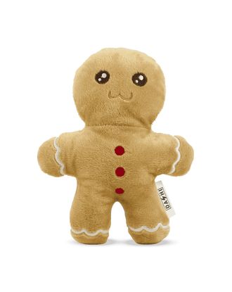 Dashi Xmas Plush Ginger 17cm - świąteczna zabawka dla psa, pluszowy piernikowy ludzik z piszczałką