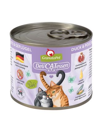 GranataPet DeliCatessen Duck & Poultry - bezzbożowa mokra karma dla kota, kaczka i drób - 200g