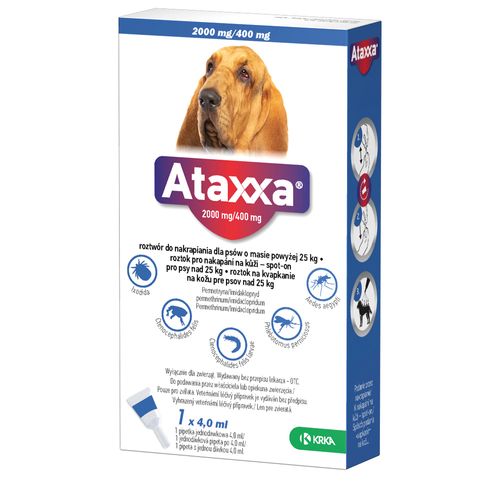 Ataxxa 2000mg/400mg - krople dla na pchły, kleszcze i komary dla psa o wadze powyżej 25kg