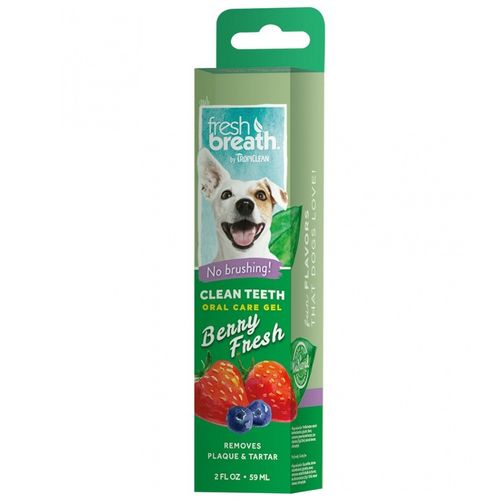 Tropiclean Fresh Breath Clean Teeth Gel Berry Fresh 59ml - żel do higieny jamy ustnej psów, o zapachu jagód i truskawek