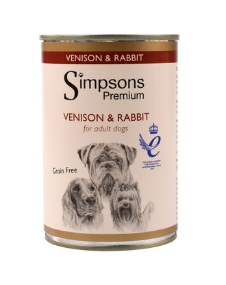 Simpsons Premium Venison & Rabbit Casserole - bezzbożowa karma dla dorosłych psów, z dziczyzną, królikiem i warzywami - 400g