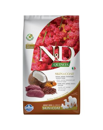Farmina N&D Quinoa Skin & Coat Venison Adult Dog All Breeds - karma dla psów z alergiami skórnymi, z mięsem z jelenia i komosą ryżową