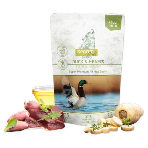 Isegrim Roots Adult Duck & Hearts - mokra, bezzbożowa karma dla dorosłych psów z kaczką, 410g