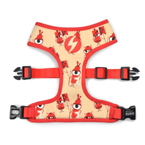 Dashi Tribes Neo Mesh Harness - bezuciskowe, dwustronne szelki dla psa, z neoprenu, wzór z walecznymi stworkami