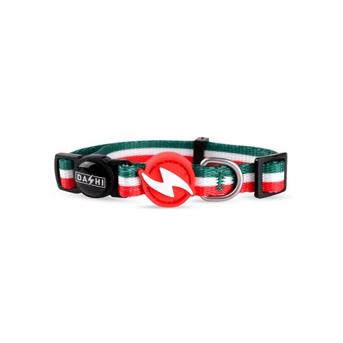 Dashi Stripes Green & Red Cat Collar - obroża dla kota, paski zielono-czerwone