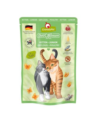 GranataPet DeliCatessen Kitten/Junior Poultry - bezzbożowa mokra karma z drobiem, saszetki dla kociąt - 85g