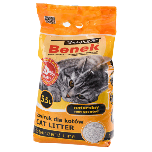Super Benek Standard Unscented - naturalny żwirek dla kota, bentonitowy