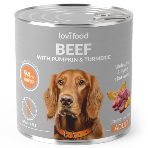 Lovi Food Beef with Pumpkin 800g - mokra karma dla psa, z wołowiną, dynią i kurkumą