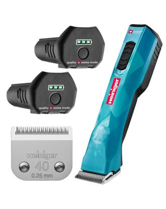 Heiniger Opal 2-Speed Brushless Clipper - profesjonalna, dwubiegowa maszynka bezprzewodowa z ostrzem nr 40 (0,25mm) i walizką - Dwa akumulatory