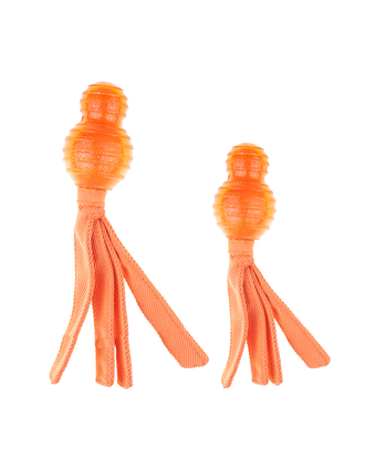 KONG Wubba Comet Orange - wzmocniony aport dla psa, piszcząca zabawka z frędzlami, pomarańczowy