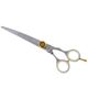 P&W Stiletto Curved Scissors - solidne nożyczki groomerskie gięte z łożyskiem kulkowym, ściętymi krawędziami i szerokimi ostrzami