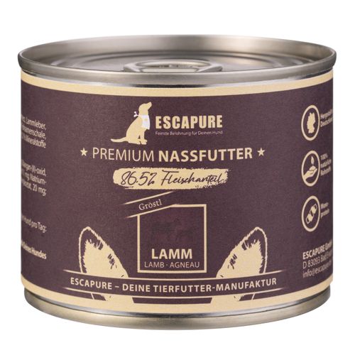 Escapure Gröstl Lamm - mokra karma dla psa, z jagnięciną, twarogiem, ryżem i jabłkiem