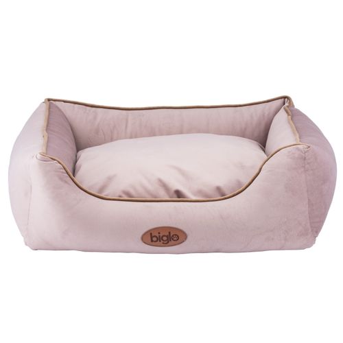 Biglo Velur Love Pink - eleganckie welurowe legowisko dla psa i kota, prostokątne brudny róż