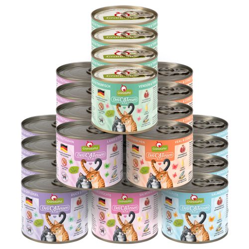 Zestaw karm GranataPet DeliCatessen 24x 200g - bezzbożowa mokra karma dla kota, mix 6 smaków, zestaw 1