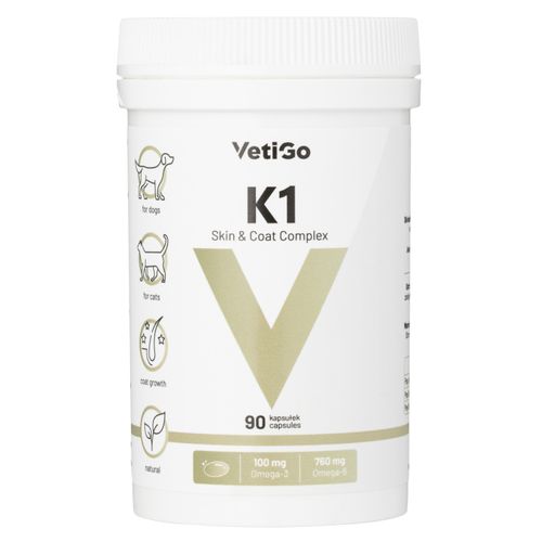 VetiGo K1 Skin & Coat Complex - omega 3 dla psa i kota, suplement na skórę i sierść