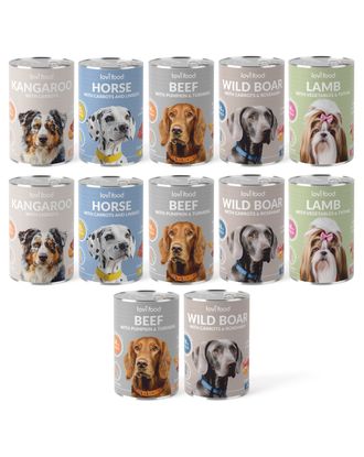 Zestaw karm Lovi Food 12x 400g - bezzbożowa, mokra karma dla psa, mix 5 smaków